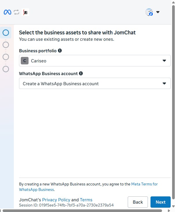 Choose Create a WhatsApp Business account, then Next