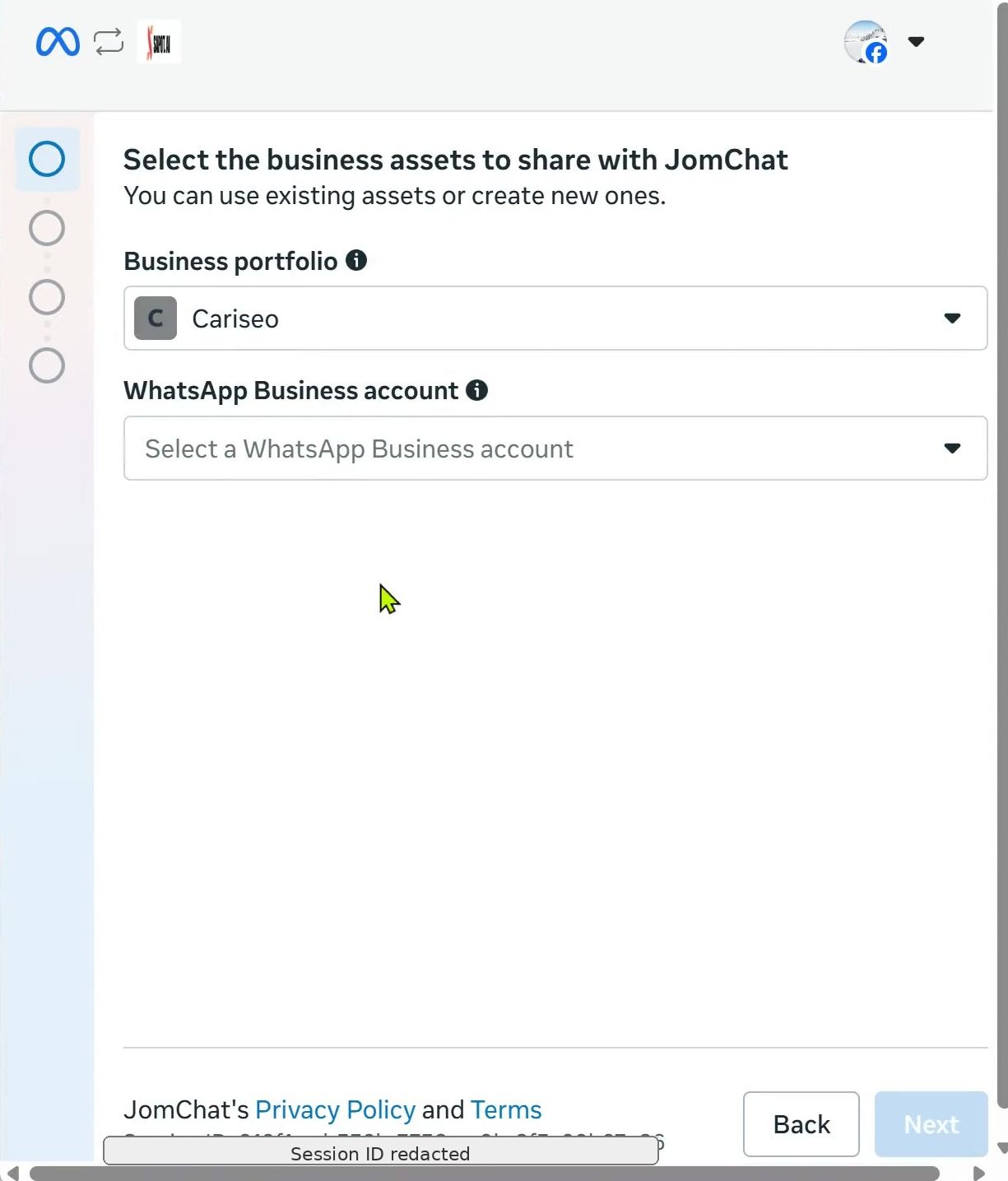 Select the business assets to share