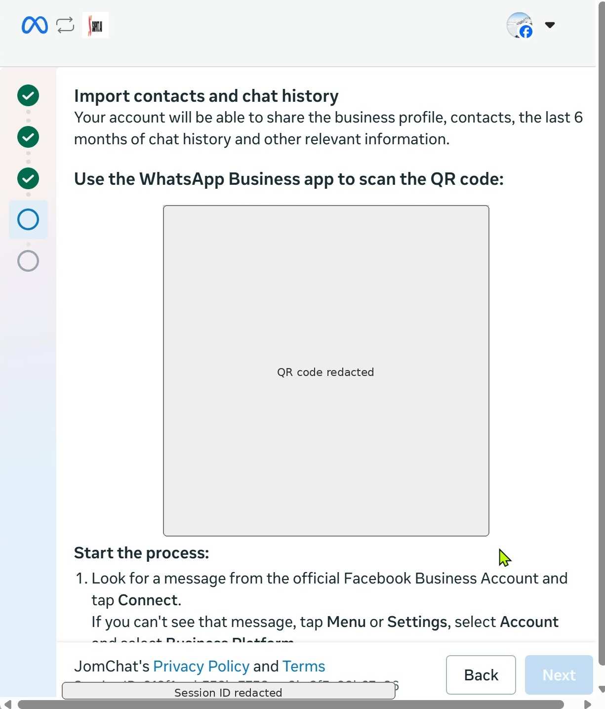 Scan the QR code with the WhatsApp Business app