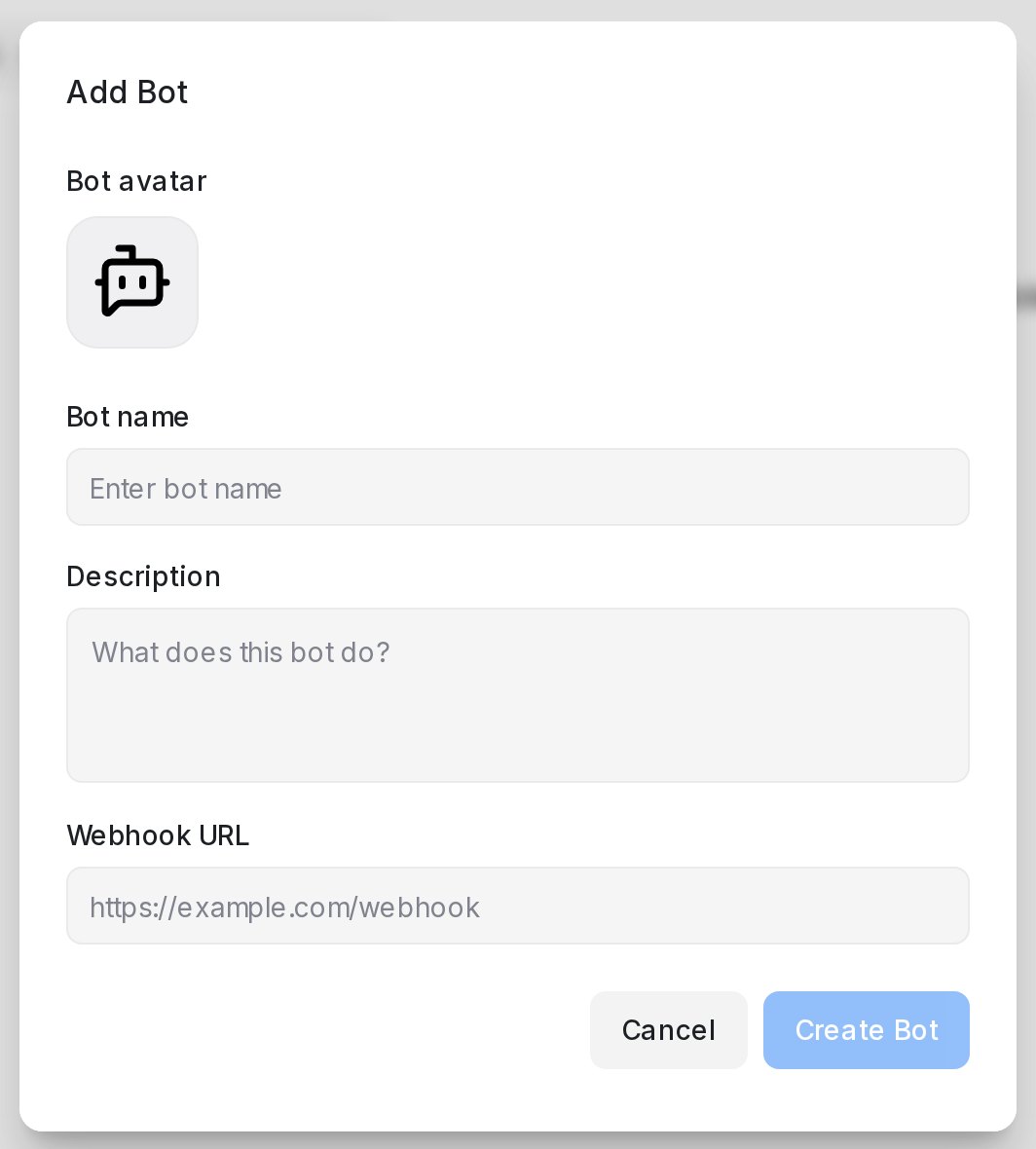 The Add Bot dialog