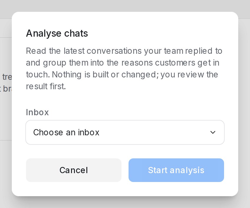 The Analyse chats dialog