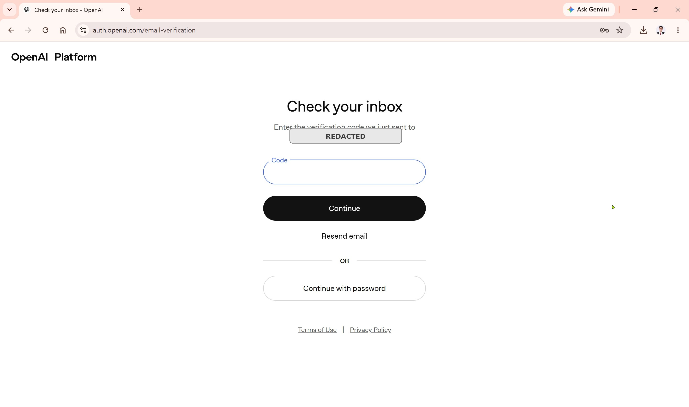 OpenAI email verification screen