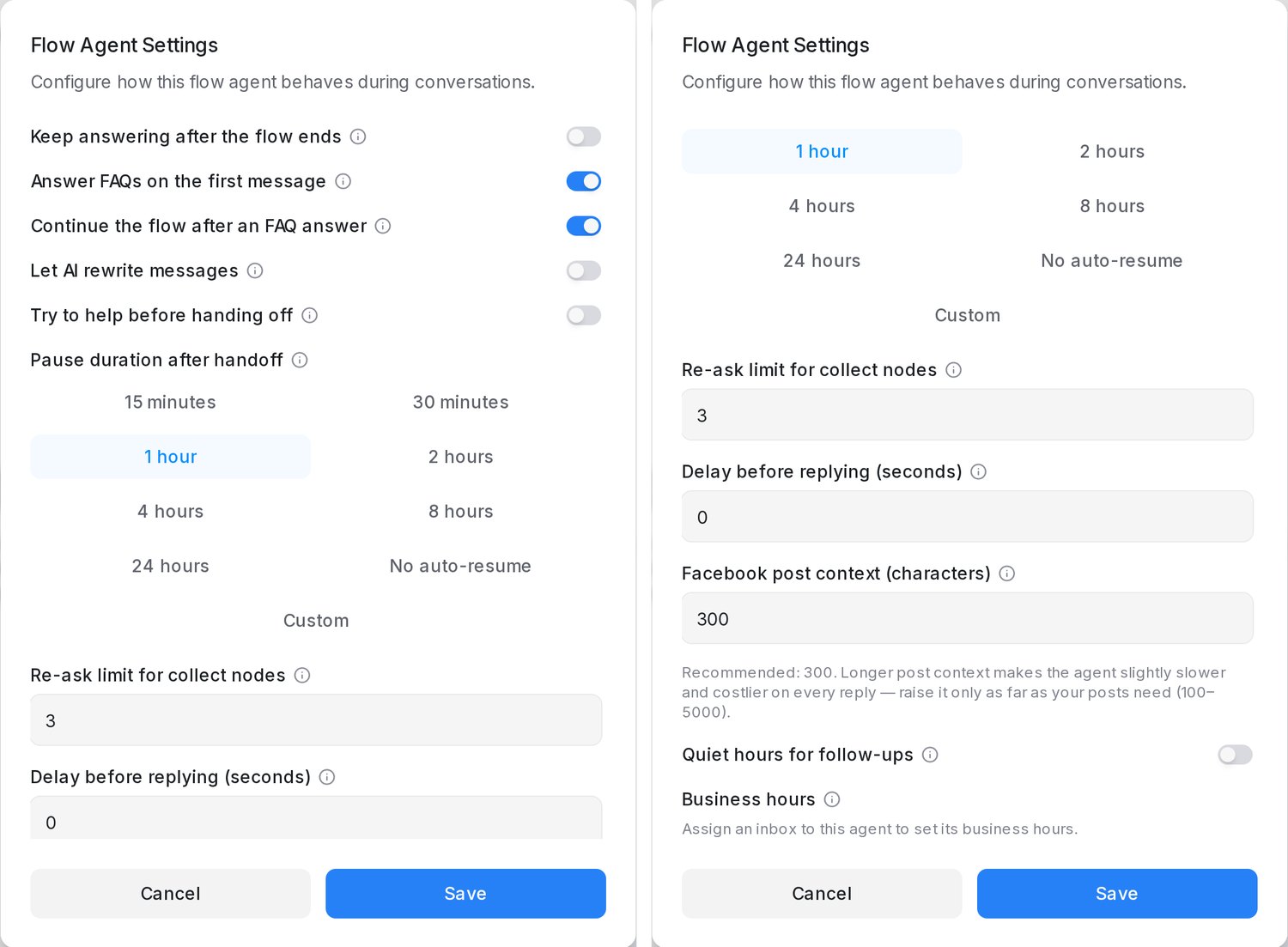 Flow Agent Settings