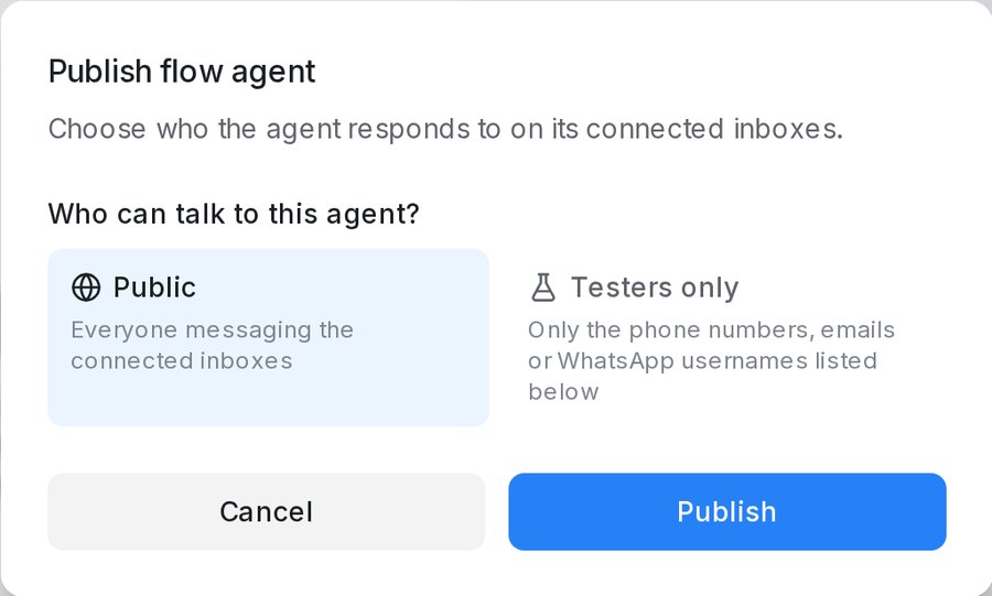 The Publish flow agent dialog