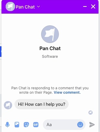 Messenger window showing the automatic private message