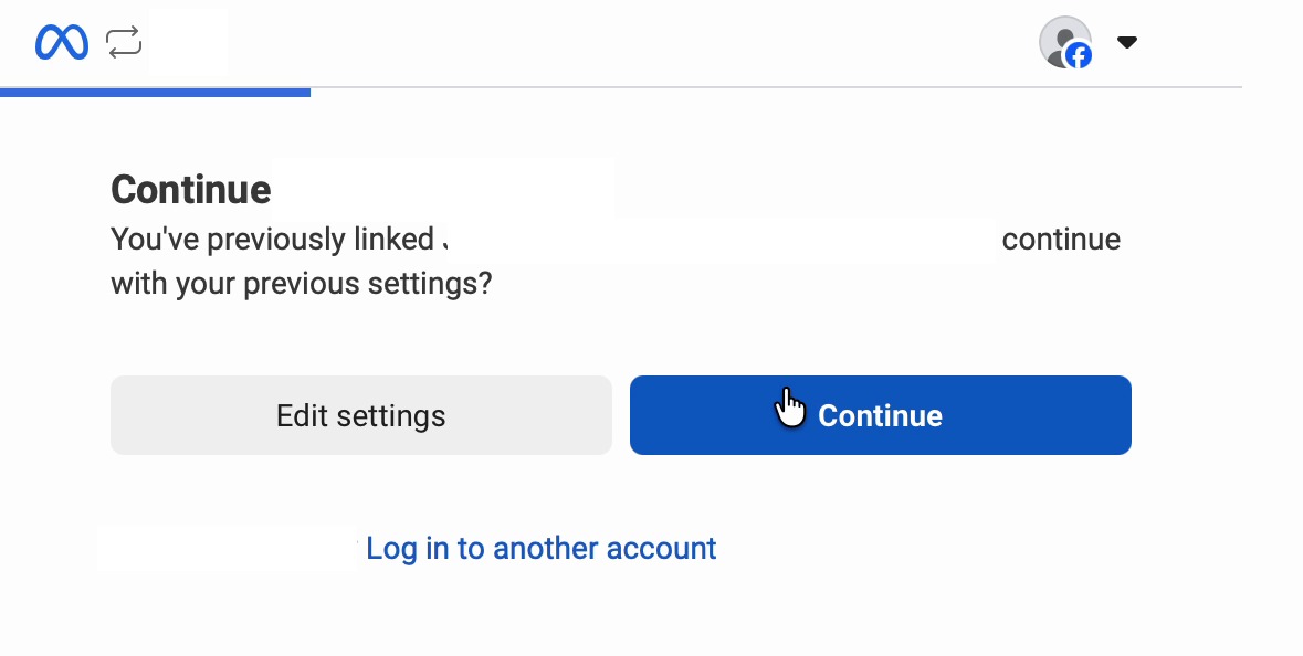 Facebook Continue as dialog