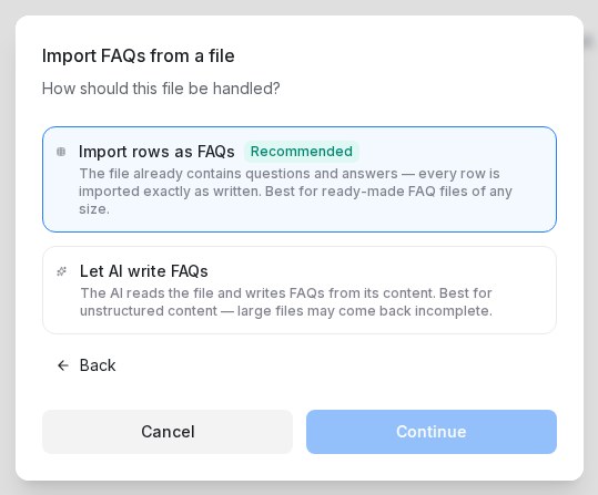 Choosing how an uploaded file is handled