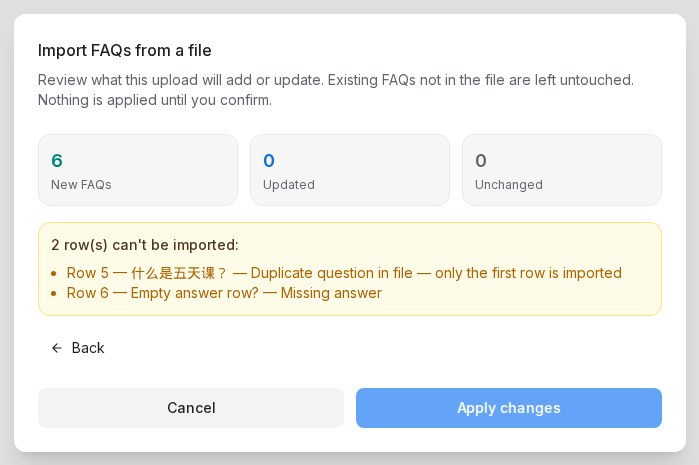 Preview before applying an import
