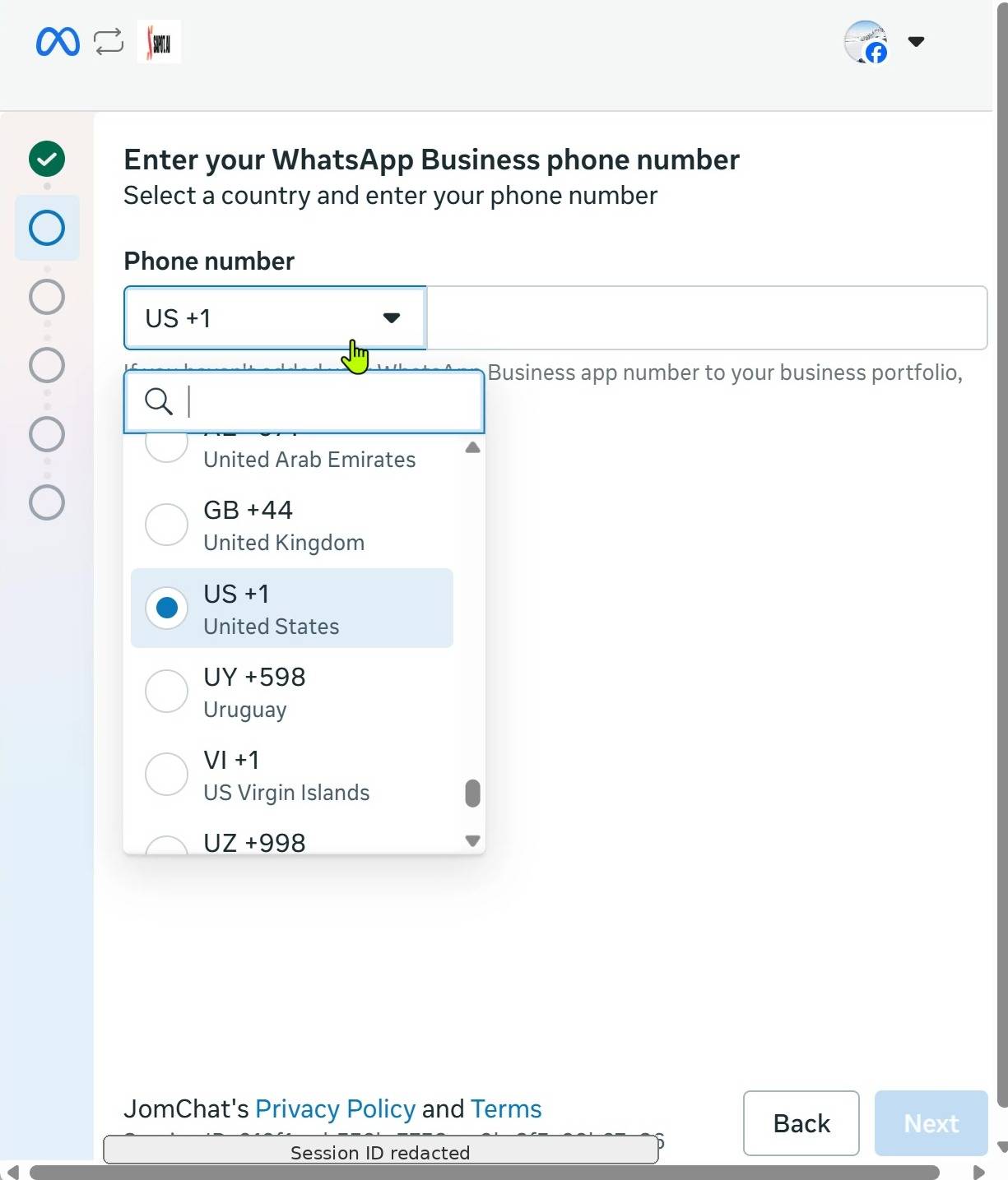 Select the country code