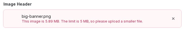 A template file that is too big, shown in red with the reason
