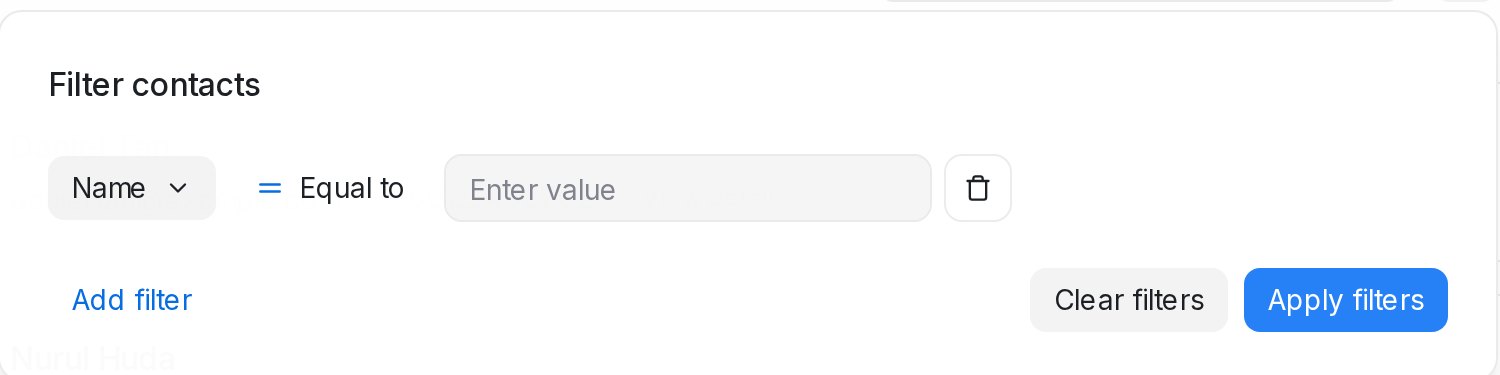 The Filter contacts dialog