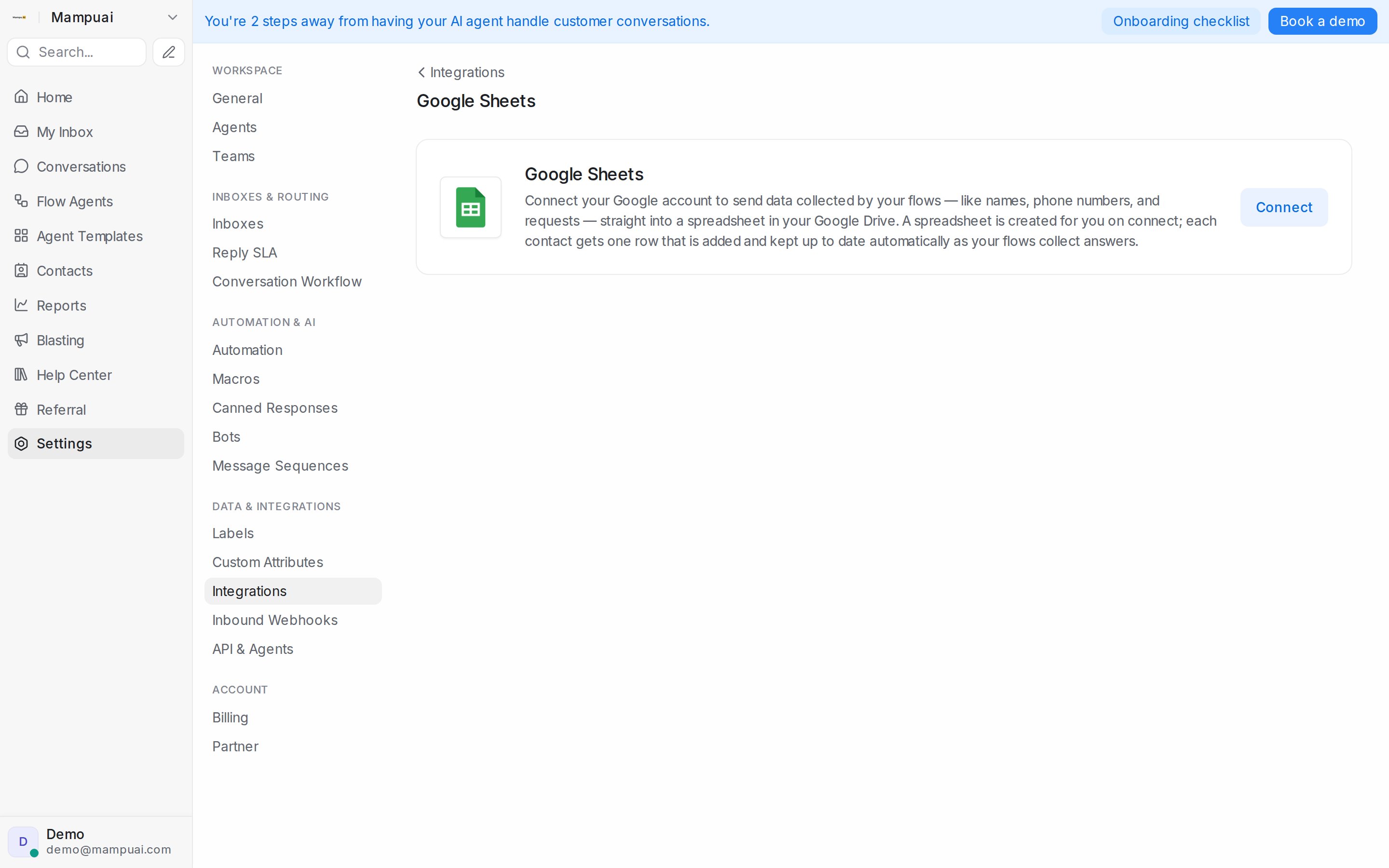 Google Sheets integration