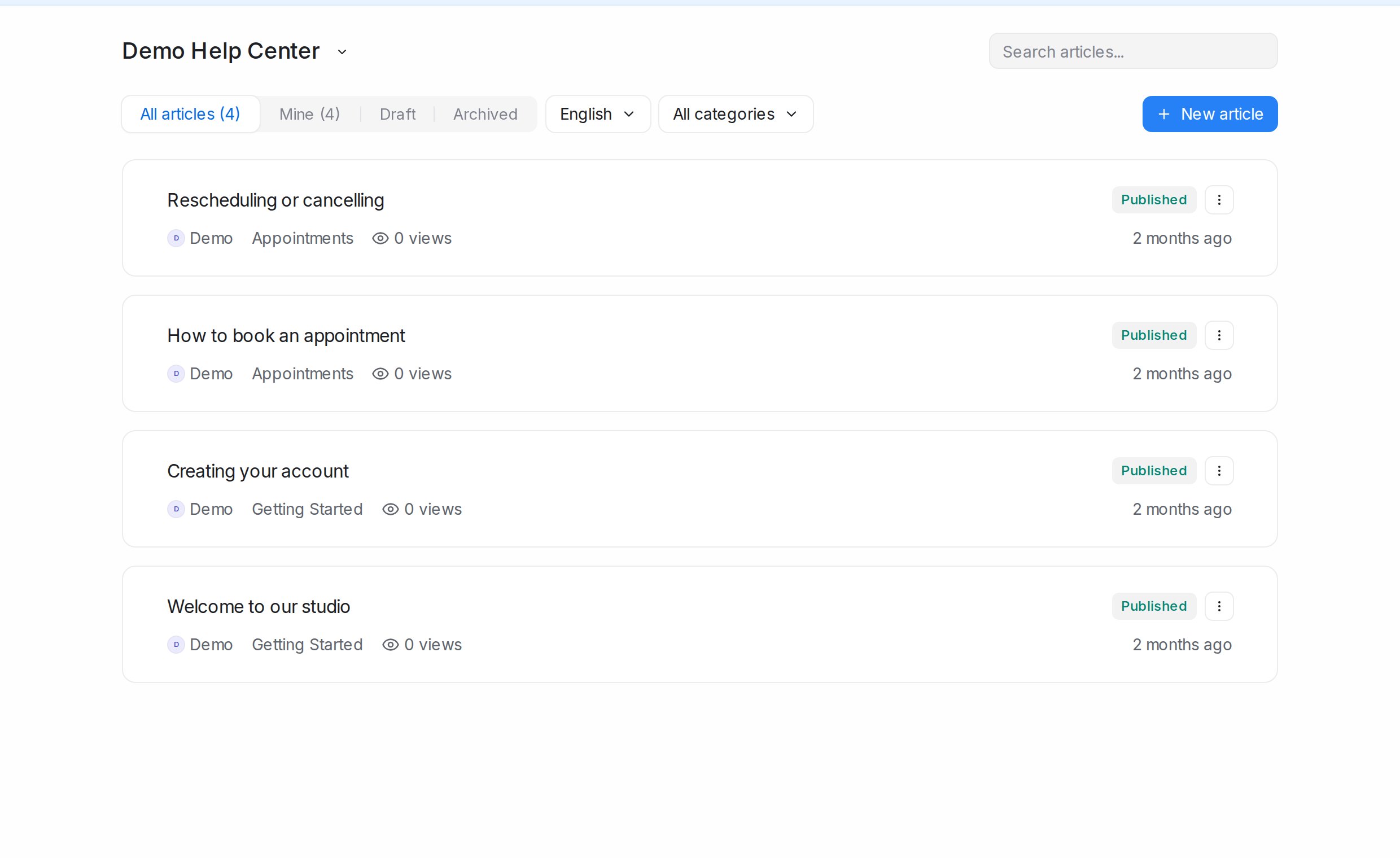 Help Center articles