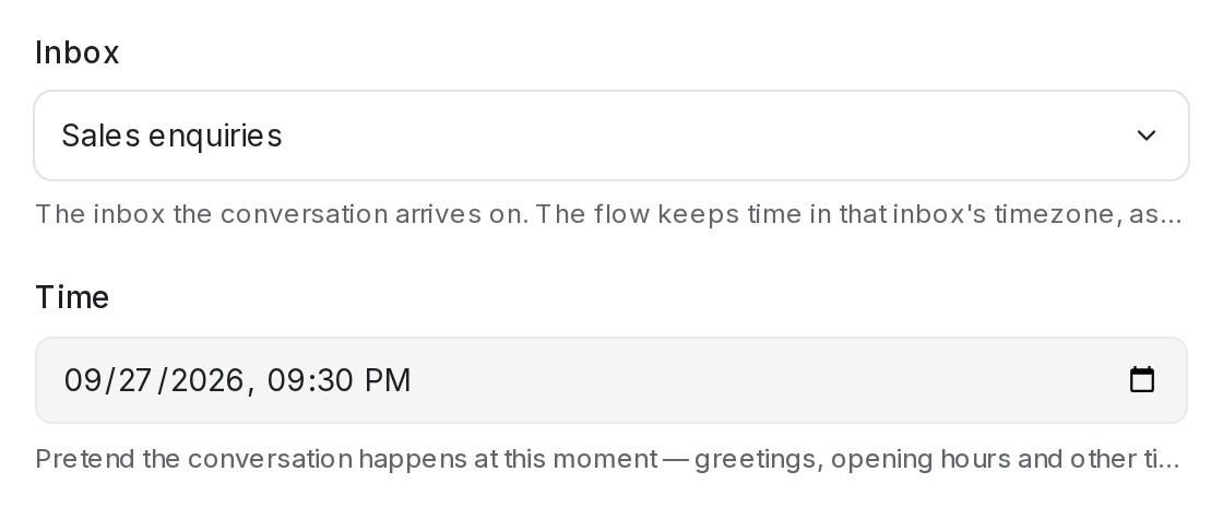 Inbox and time in the Scenario dialog