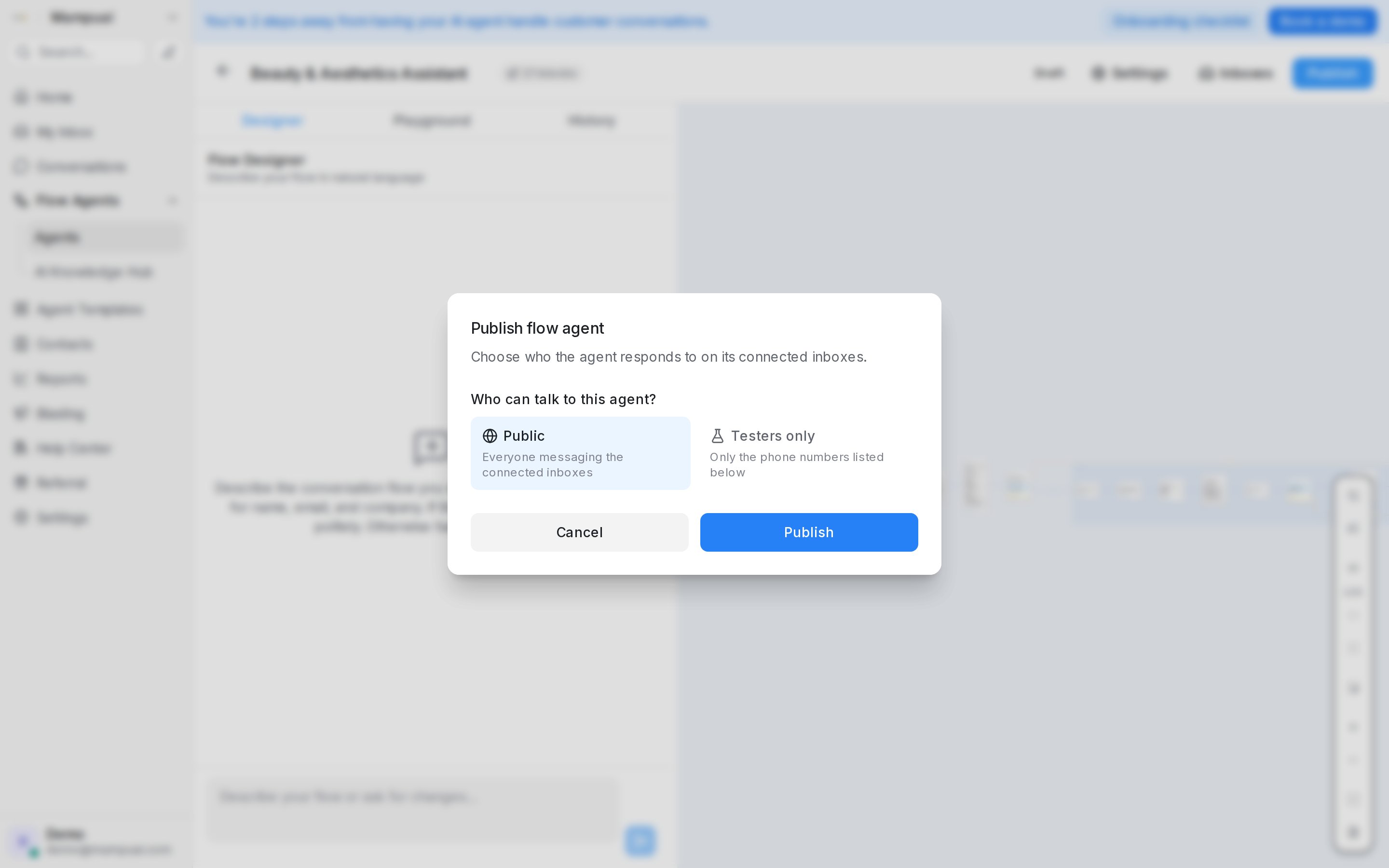 Publish dialog