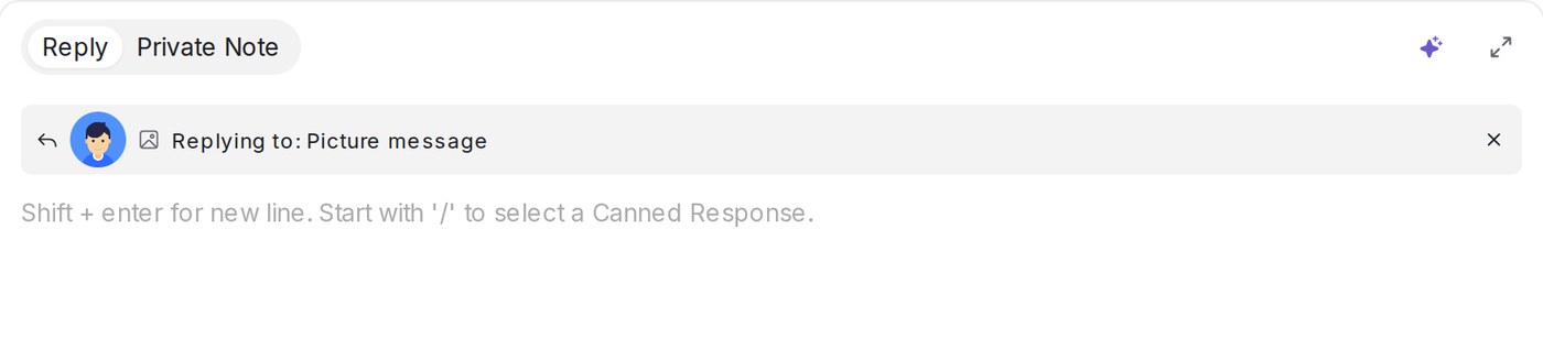 The reply box quoting a picture