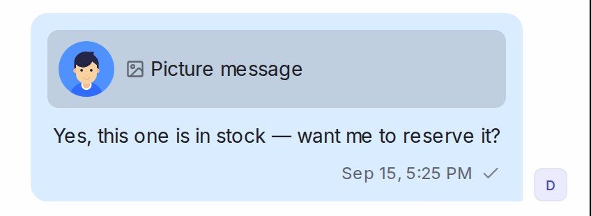 A sent reply carrying the quoted picture