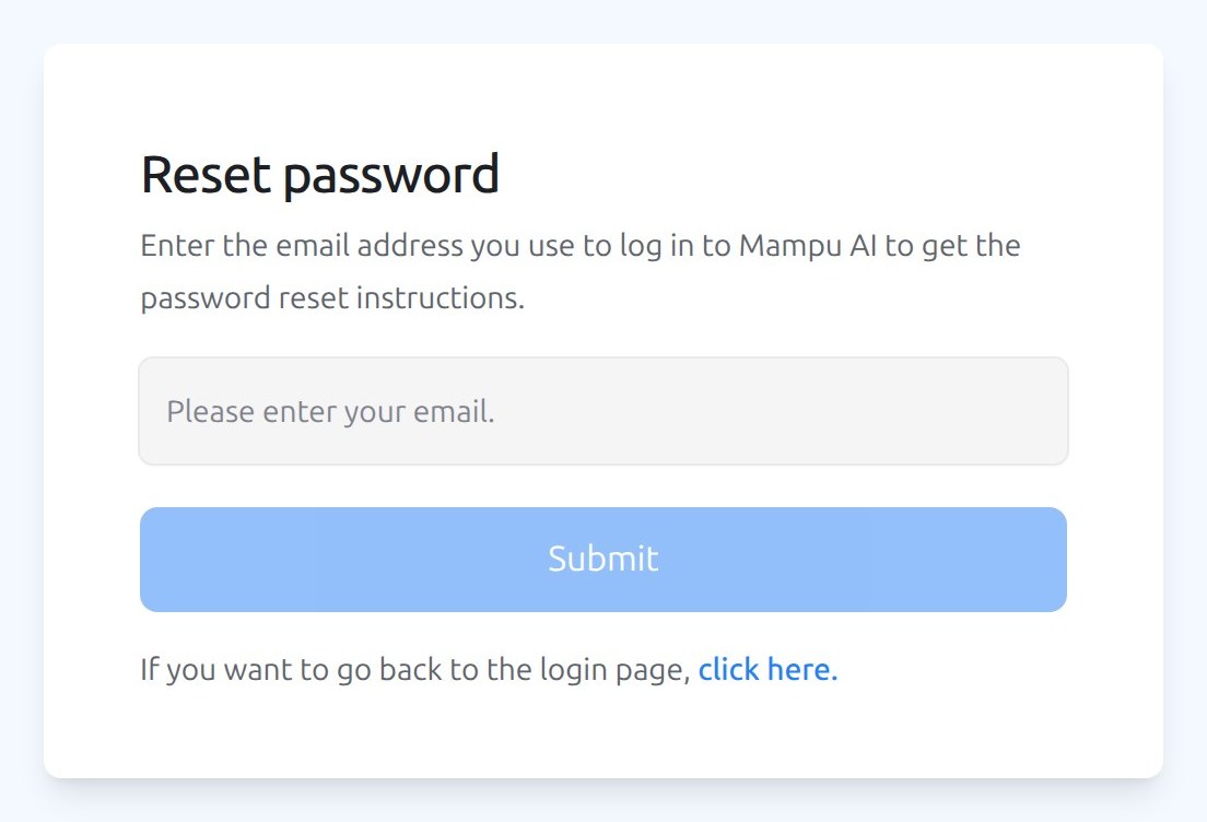 The Reset password page