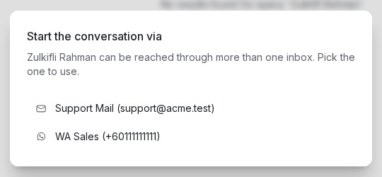 Choosing the inbox to start the conversation from