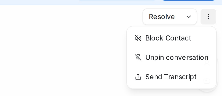 The menu at the top of an open conversation with the Unpin conversation option