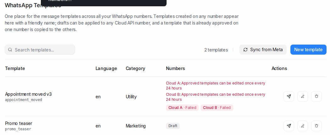 Two numbers showing WhatsApp's refusal